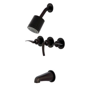 Centurion KBX8135EFL Three-Handle 5-Hole Wall Mount Tub and Shower Faucet, Oil Rubbed Bronze