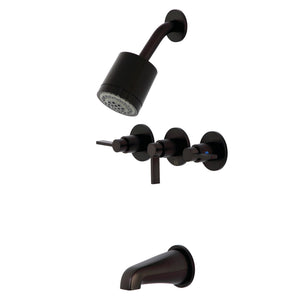 NuvoFusion KBX8135NDL Three-Handle 5-Hole Wall Mount Tub and Shower Faucet, Oil Rubbed Bronze