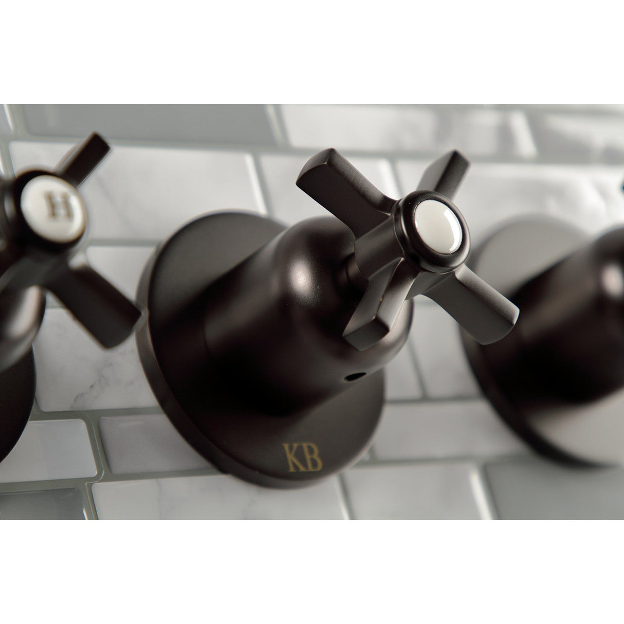 Millennium KBX8135ZX Three-Handle 5-Hole Wall Mount Tub and Shower Faucet, Oil Rubbed Bronze