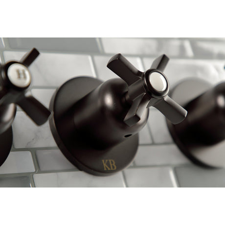 Millennium KBX8135ZX Three-Handle 5-Hole Wall Mount Tub and Shower Faucet, Oil Rubbed Bronze