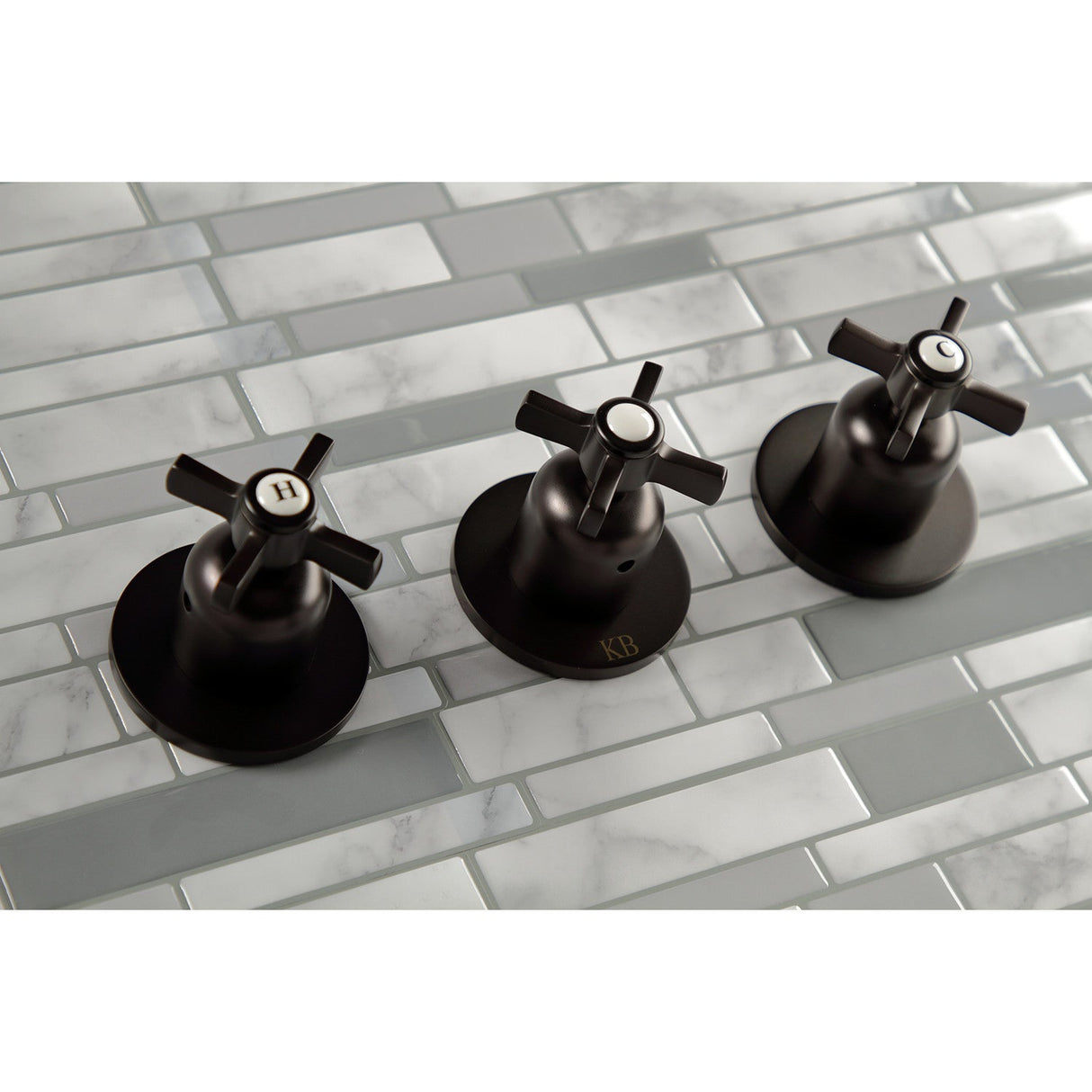 Millennium KBX8135ZX Three-Handle 5-Hole Wall Mount Tub and Shower Faucet, Oil Rubbed Bronze