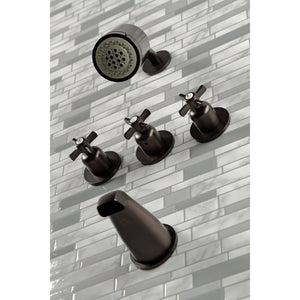 Millennium KBX8135ZX Three-Handle 5-Hole Wall Mount Tub and Shower Faucet, Oil Rubbed Bronze