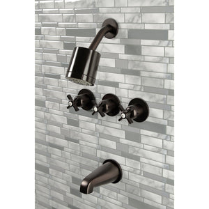 Millennium KBX8135ZX Three-Handle 5-Hole Wall Mount Tub and Shower Faucet, Oil Rubbed Bronze