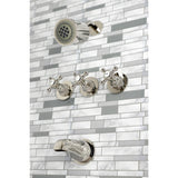 Metropolitan KBX8136BX Three-Handle 5-Hole Wall Mount Tub and Shower Faucet, Polished Nickel