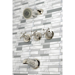 Metropolitan KBX8136BX Three-Handle 5-Hole Wall Mount Tub and Shower Faucet, Polished Nickel