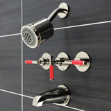 Kaiser KBX8136CKL Three-Handle 5-Hole Wall Mount Tub and Shower Faucet, Polished Nickel