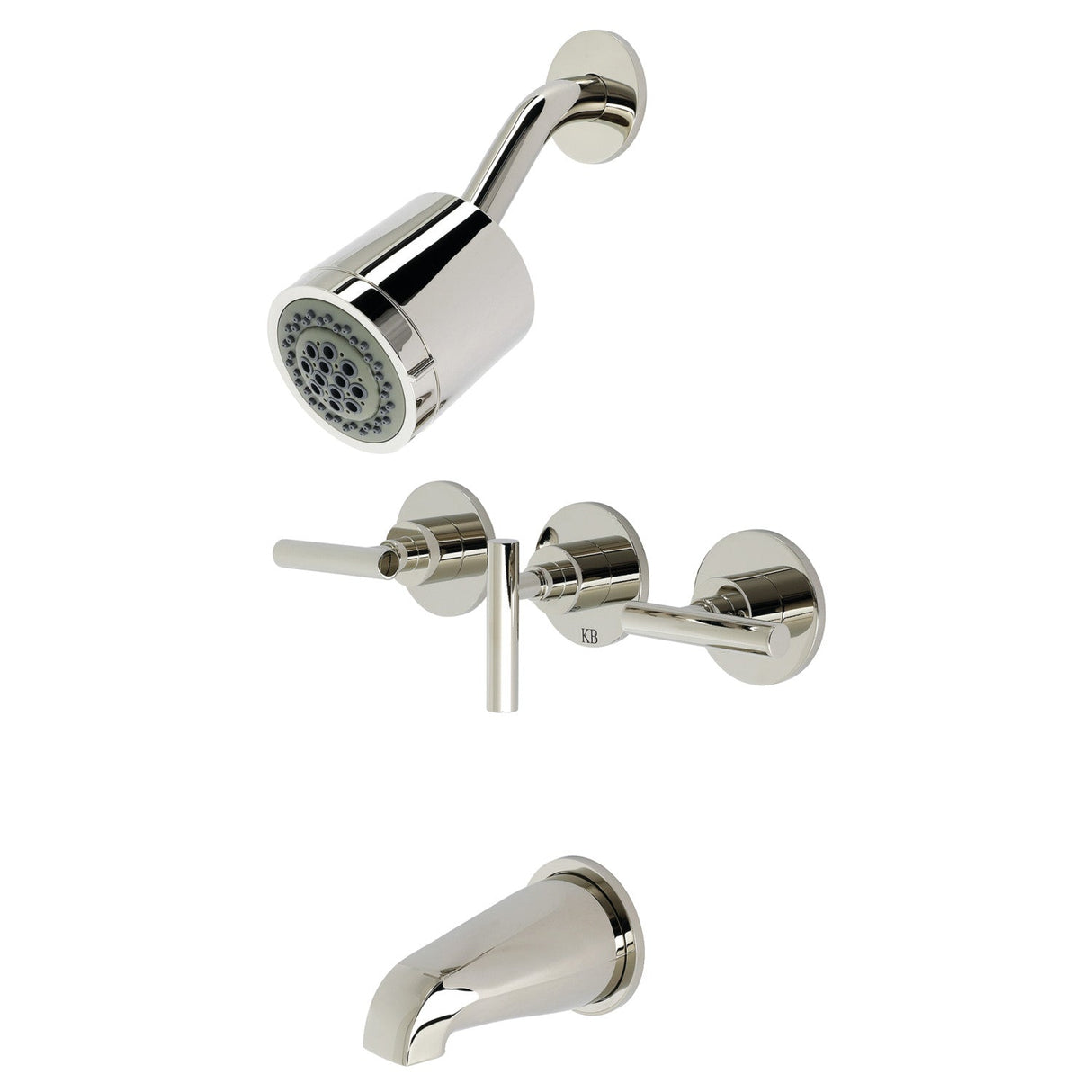 Manhattan KBX8136CML Three-Handle 5-Hole Wall Mount Tub and Shower Faucet, Polished Nickel