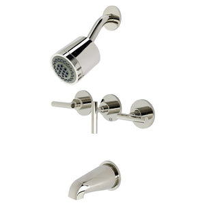 Manhattan KBX8136CML Three-Handle 5-Hole Wall Mount Tub and Shower Faucet, Polished Nickel