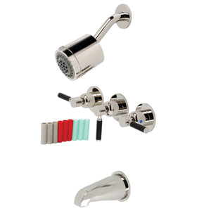 Kaiser KBX8136DKL Three-Handle 5-Hole Wall Mount Tub and Shower Faucet, Polished Nickel