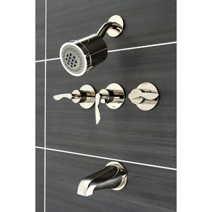Serena KBX8136SVL Three-Handle 5-Hole Wall Mount Tub and Shower Faucet, Polished Nickel