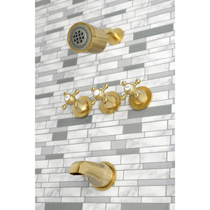 Metropolitan KBX8137BX Three-Handle 5-Hole Wall Mount Tub and Shower Faucet, Brushed Brass