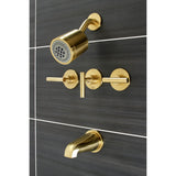 Manhattan KBX8137CML Three-Handle 5-Hole Wall Mount Tub and Shower Faucet, Brushed Brass