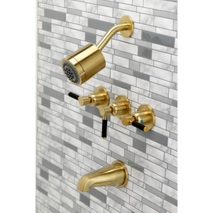 Kaiser KBX8137DKL Three-Handle 5-Hole Wall Mount Tub and Shower Faucet, Brushed Brass
