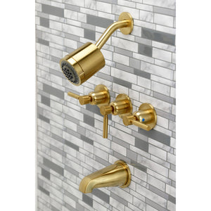 Concord KBX8137DL Three-Handle 5-Hole Wall Mount Tub and Shower Faucet, Brushed Brass