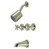 Metropolitan KBX8138BX Three-Handle 5-Hole Wall Mount Tub and Shower Faucet, Brushed Nickel