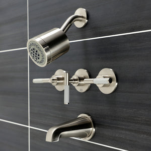 Kaiser KBX8138CKL Three-Handle 5-Hole Wall Mount Tub and Shower Faucet, Brushed Nickel