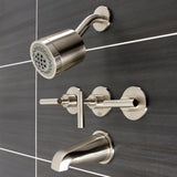 Manhattan KBX8138CML Three-Handle 5-Hole Wall Mount Tub and Shower Faucet, Brushed Nickel