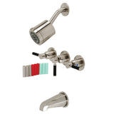 Kaiser KBX8138DKL Three-Handle 5-Hole Wall Mount Tub and Shower Faucet, Brushed Nickel
