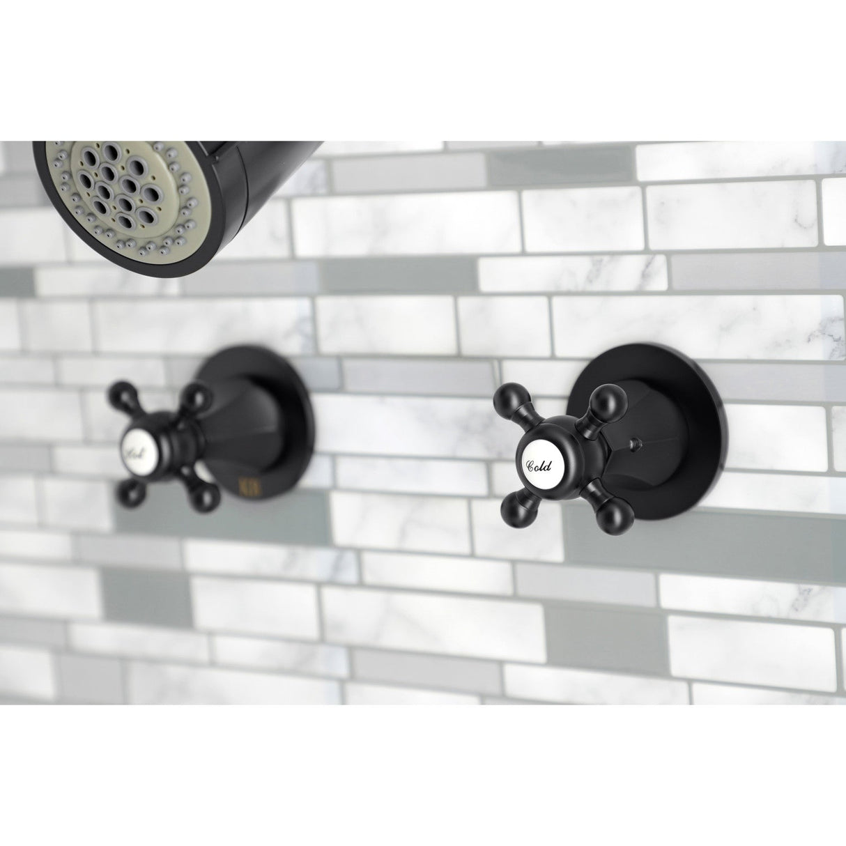 Metropolitan KBX8140BX Two-Handle 4-Hole Wall Mount Tub and Shower Faucet, Matte Black