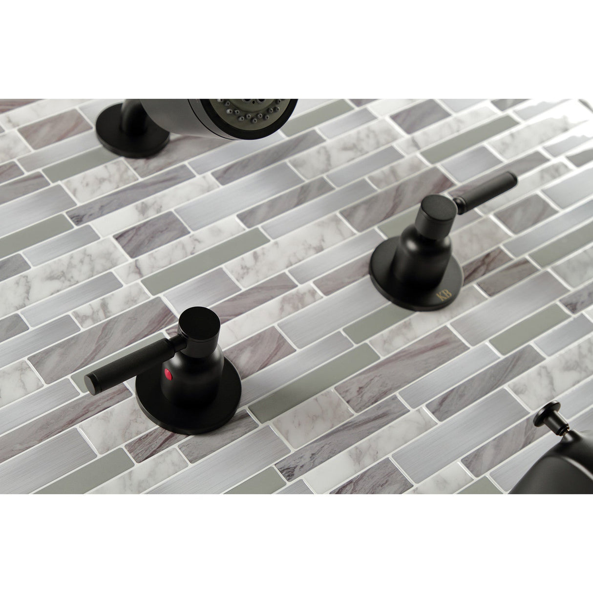 Kaiser KBX8140DKL Two-Handle 4-Hole Wall Mount Tub and Shower Faucet, Matte Black