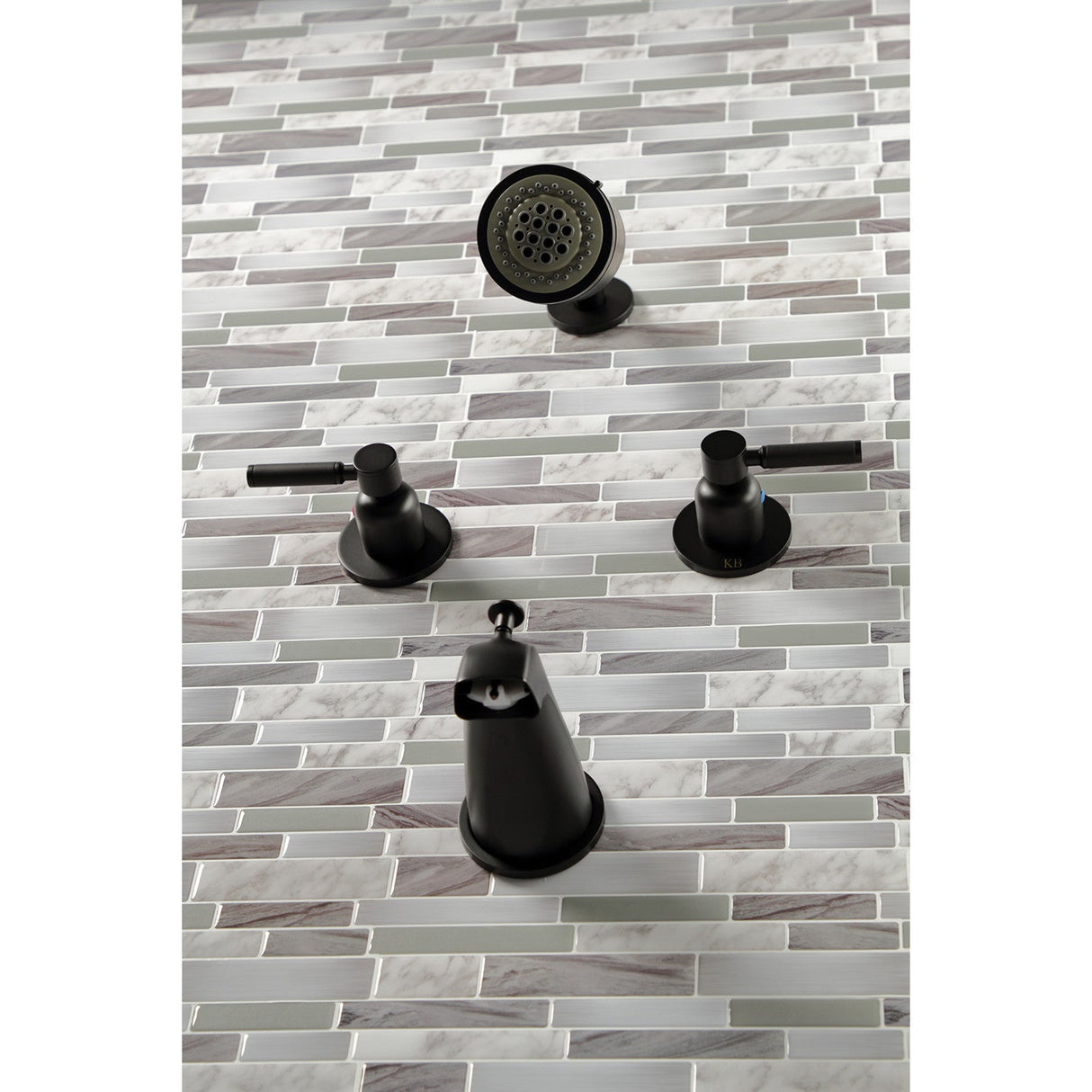 Kaiser KBX8140DKL Two-Handle 4-Hole Wall Mount Tub and Shower Faucet, Matte Black