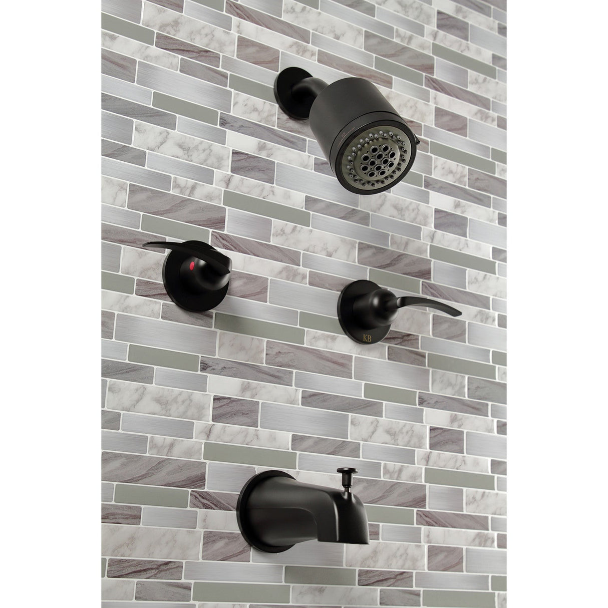 Centurion KBX8140EFL Two-Handle 4-Hole Wall Mount Tub and Shower Faucet, Matte Black