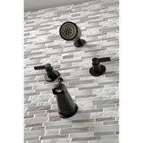 NuvoFusion KBX8140NDL Two-Handle 4-Hole Wall Mount Tub and Shower Faucet, Matte Black