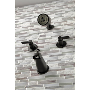 NuvoFusion KBX8140NDL Two-Handle 4-Hole Wall Mount Tub and Shower Faucet, Matte Black