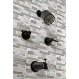 NuvoFusion KBX8140NDL Two-Handle 4-Hole Wall Mount Tub and Shower Faucet, Matte Black