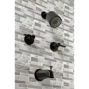 NuvoFusion KBX8140NDL Two-Handle 4-Hole Wall Mount Tub and Shower Faucet, Matte Black