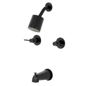 NuvoFusion KBX8140NDL Two-Handle 4-Hole Wall Mount Tub and Shower Faucet, Matte Black
