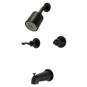 Serena KBX8140SVL Two-Handle 4-Hole Wall Mount Tub and Shower Faucet, Matte Black