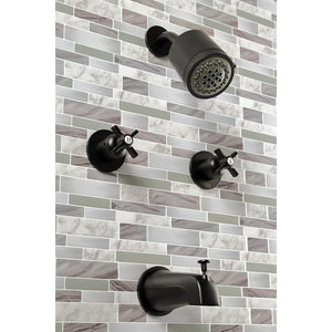 Millennium KBX8140ZX Two-Handle 4-Hole Wall Mount Tub and Shower Faucet, Matte Black