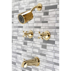 Metropolitan KBX8142BX Two-Handle 4-Hole Wall Mount Tub and Shower Faucet, Polished Brass