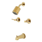 Concord KBX8142DL Two-Handle 4-Hole Wall Mount Tub and Shower Faucet, Polished Brass