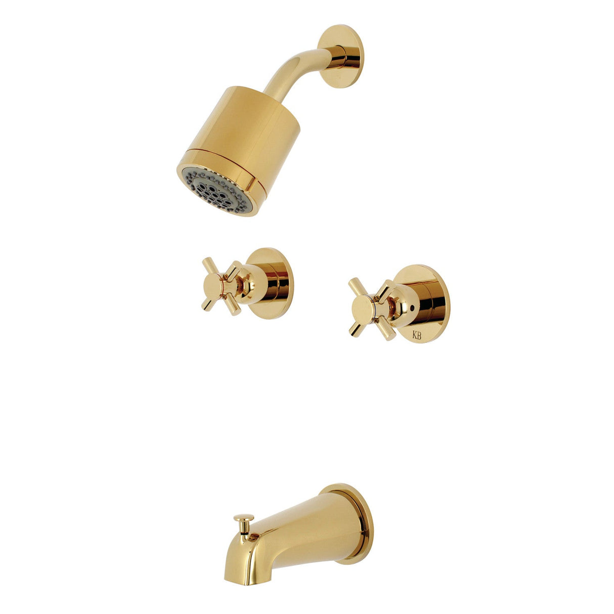 Concord KBX8142DX Two-Handle 4-Hole Wall Mount Tub and Shower Faucet, Polished Brass