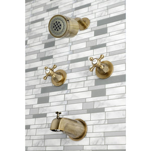 Metropolitan KBX8143BX Two-Handle 4-Hole Wall Mount Tub and Shower Faucet, Antique Brass