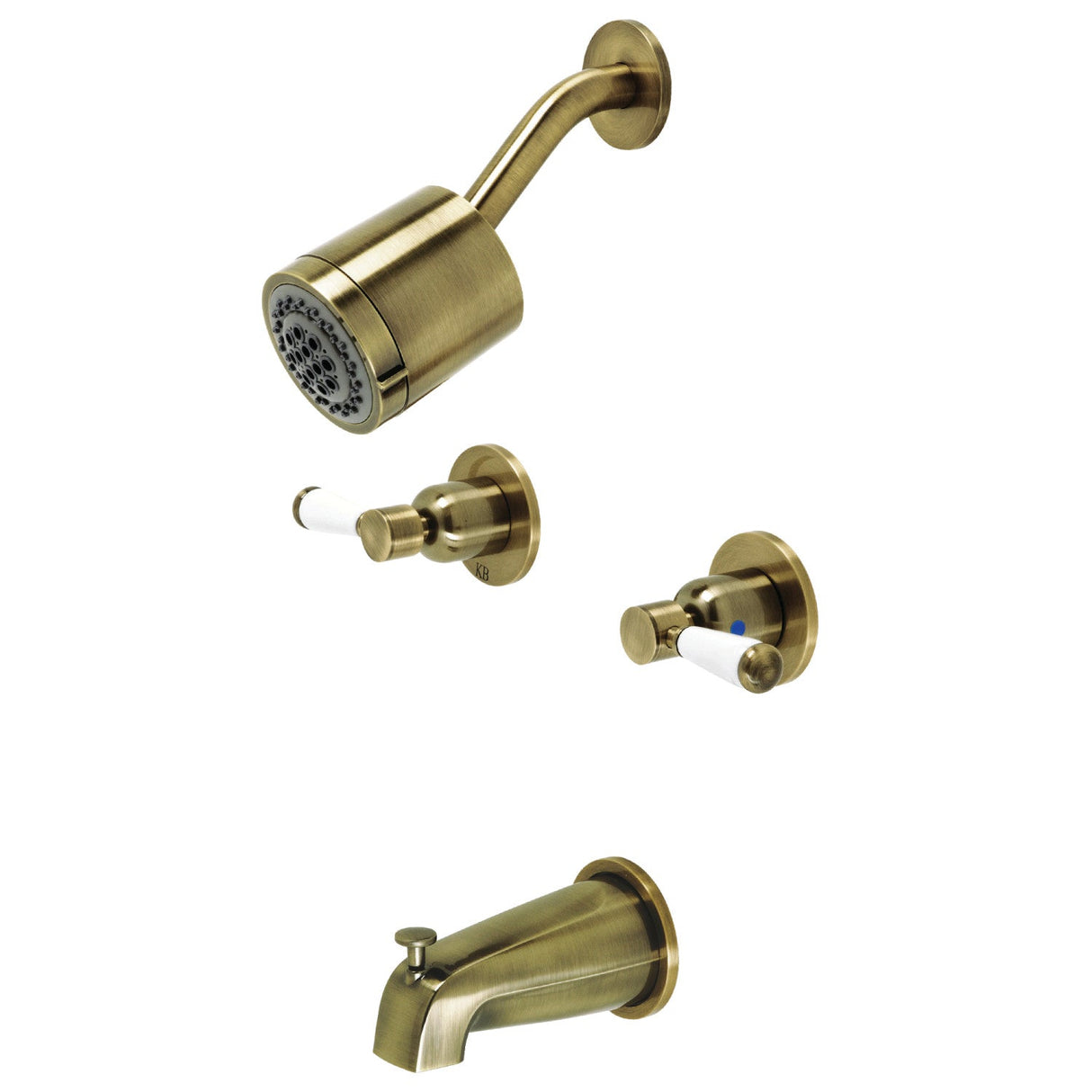 Paris KBX8143DPL Two-Handle 4-Hole Wall Mount Tub and Shower Faucet, Antique Brass