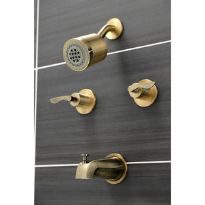 Serena KBX8143SVL Two-Handle 4-Hole Wall Mount Tub and Shower Faucet, Antique Brass