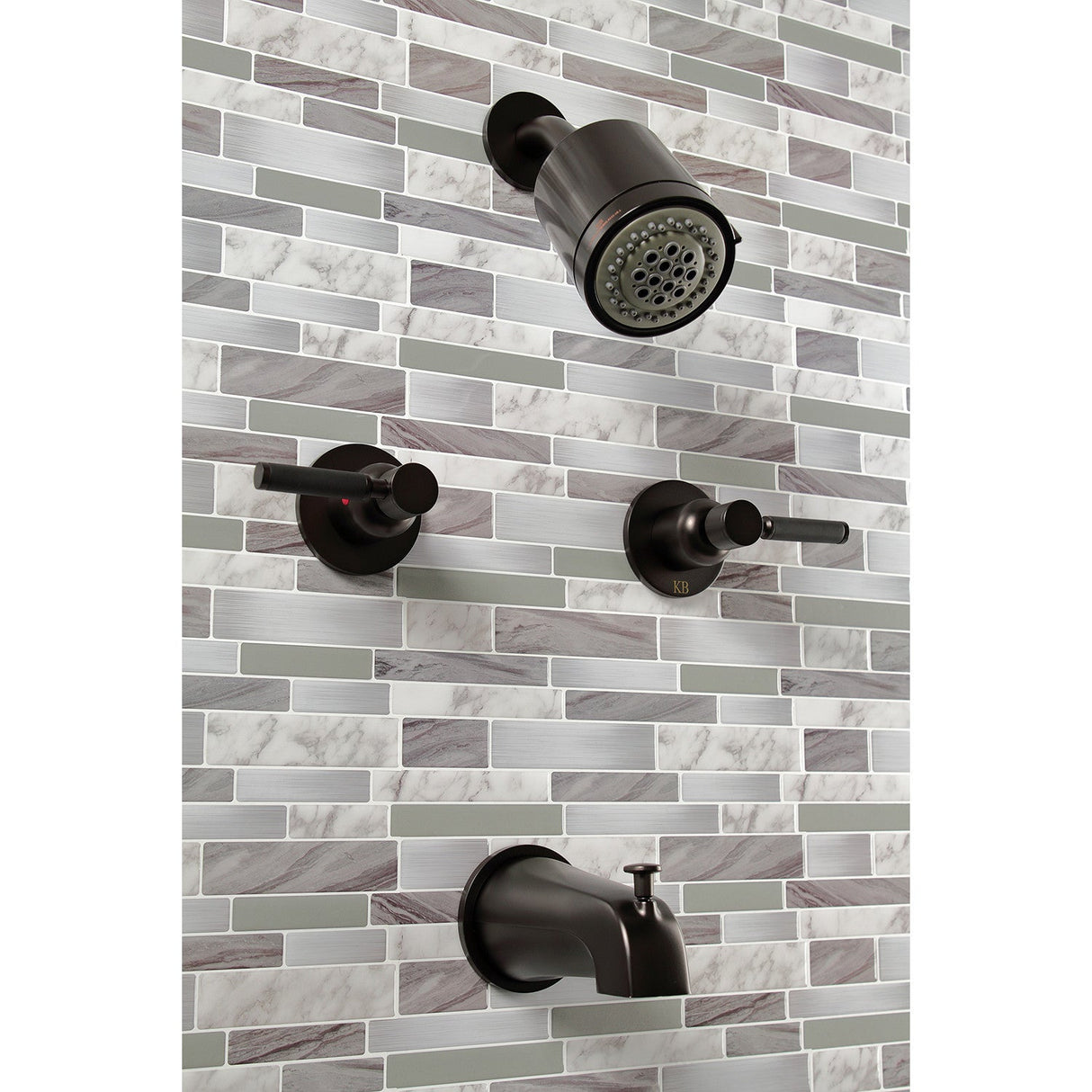 Kaiser KBX8145DKL Two-Handle 4-Hole Wall Mount Tub and Shower Faucet, Oil Rubbed Bronze