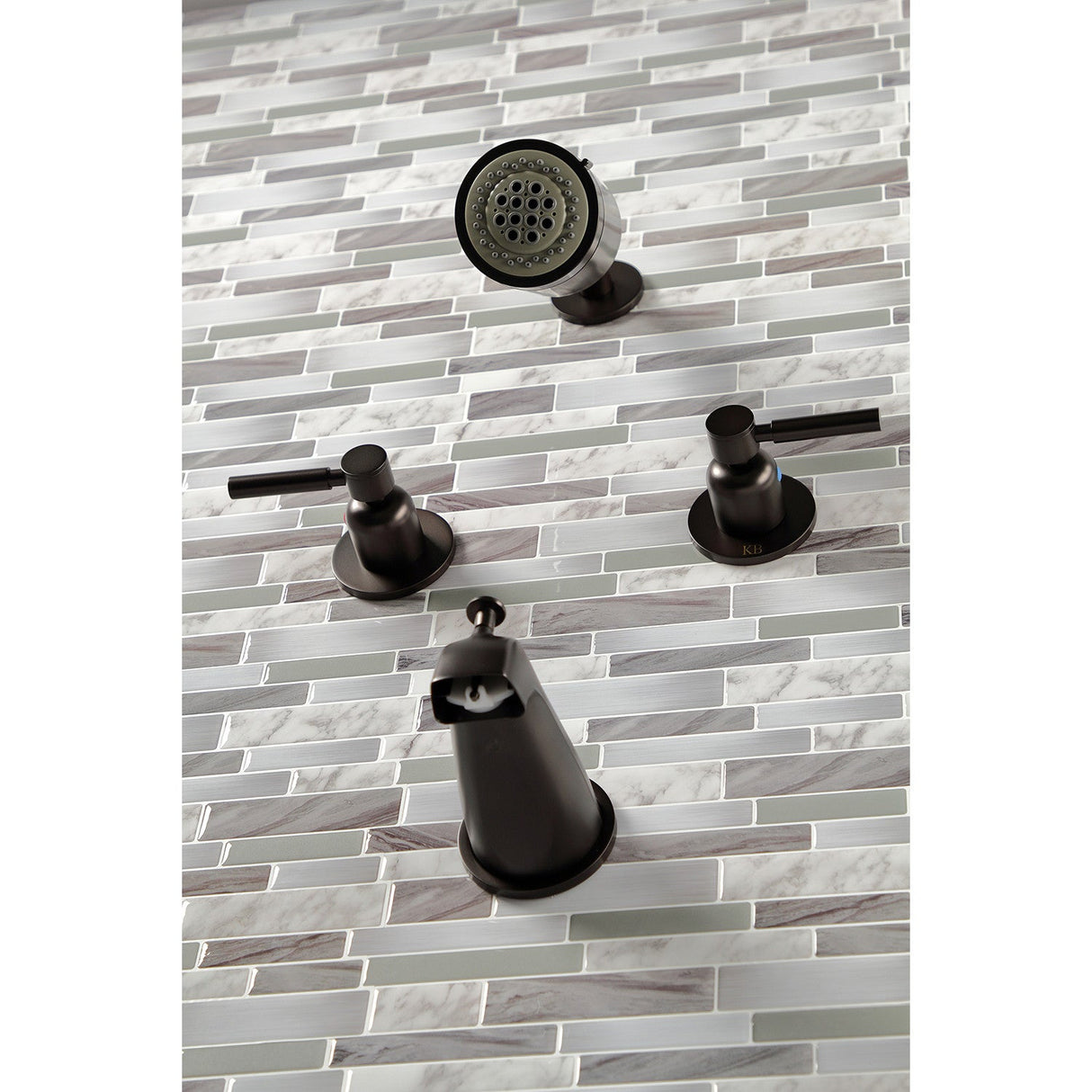 Concord KBX8145DL Two-Handle 4-Hole Wall Mount Tub and Shower Faucet, Oil Rubbed Bronze