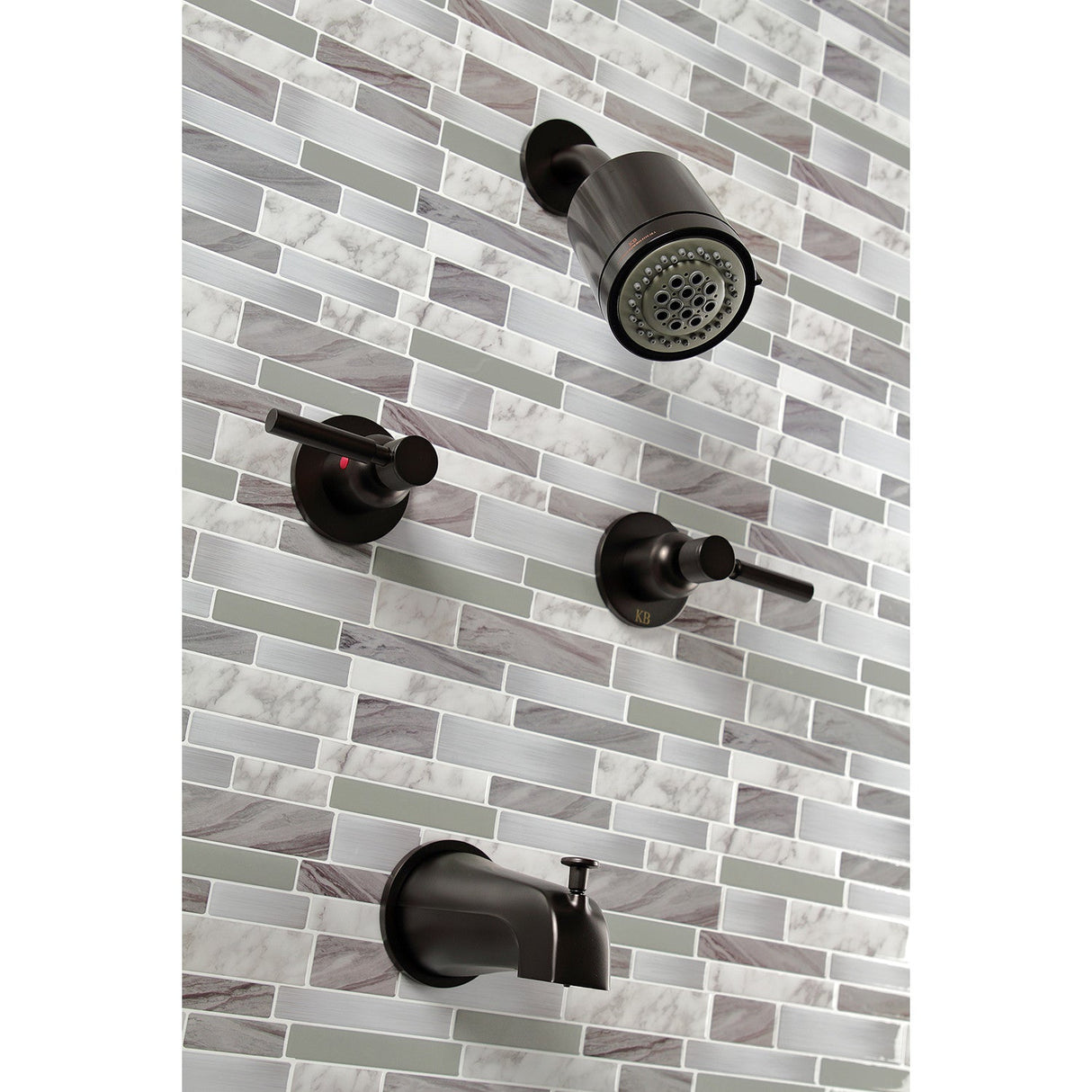 Concord KBX8145DL Two-Handle 4-Hole Wall Mount Tub and Shower Faucet, Oil Rubbed Bronze