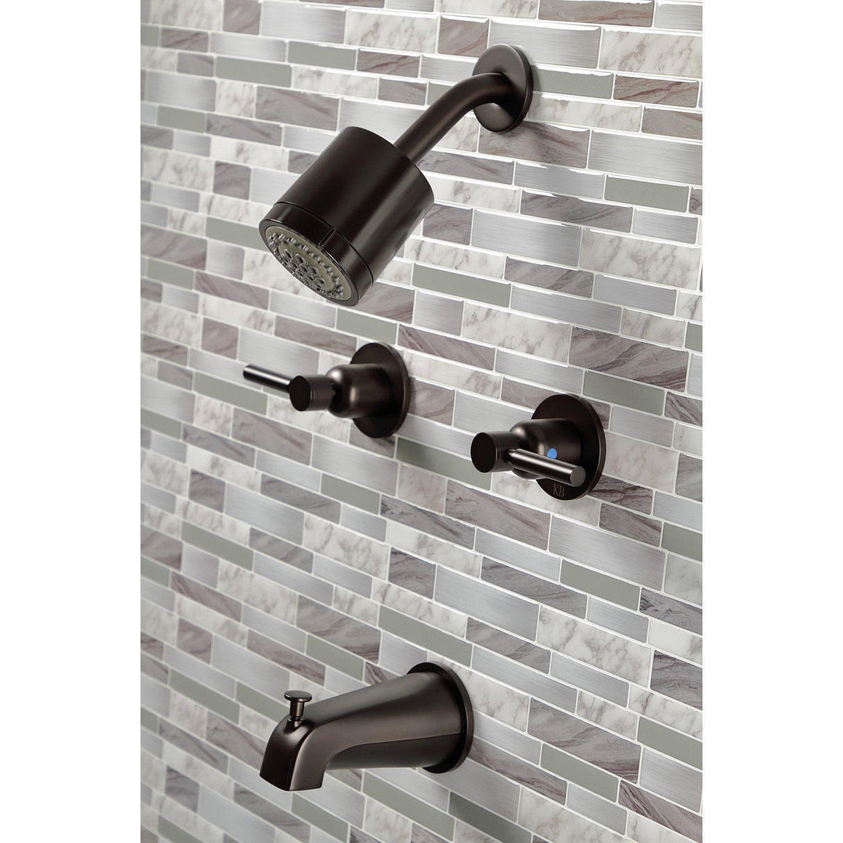 Concord KBX8145DL Two-Handle 4-Hole Wall Mount Tub and Shower Faucet, Oil Rubbed Bronze