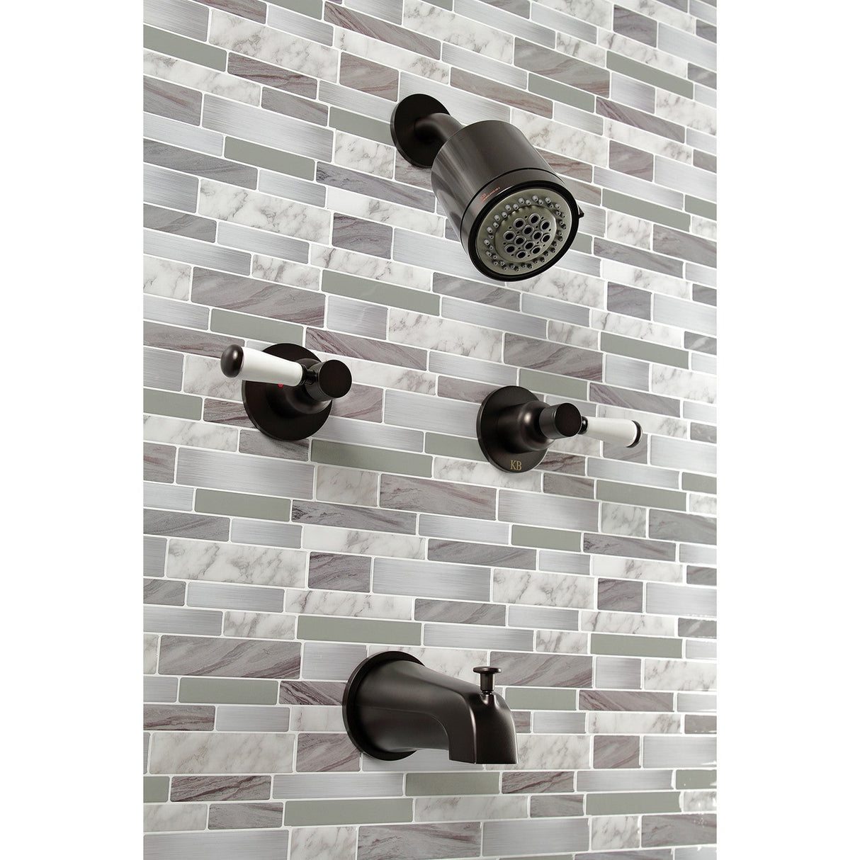 Paris KBX8145DPL Two-Handle 4-Hole Wall Mount Tub and Shower Faucet, Oil Rubbed Bronze