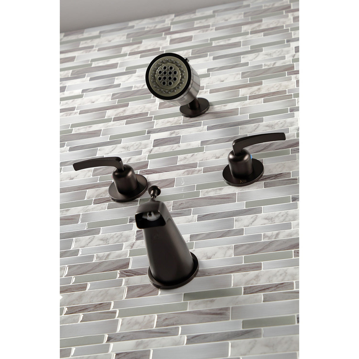 Centurion KBX8145EFL Two-Handle 4-Hole Wall Mount Tub and Shower Faucet, Oil Rubbed Bronze