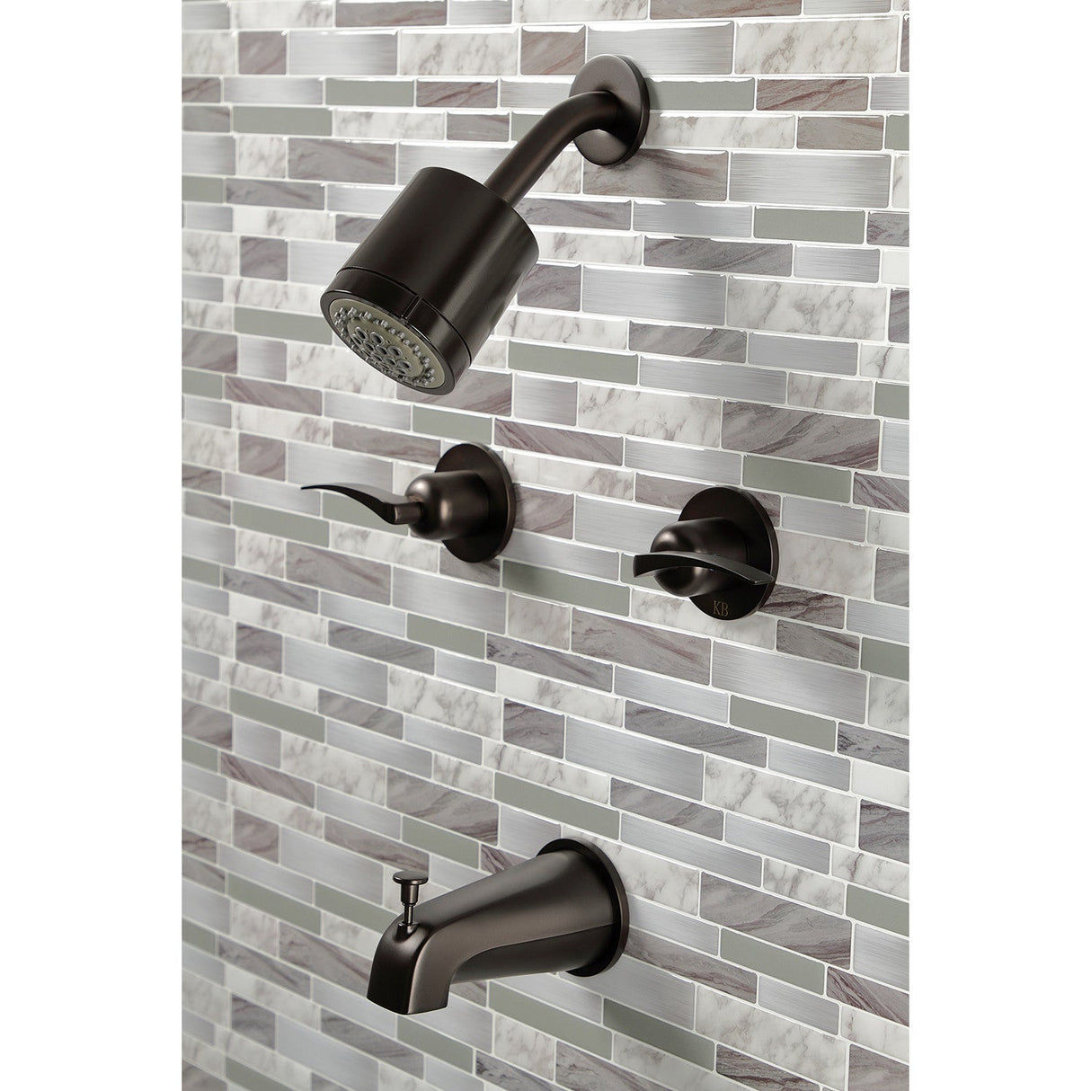 Centurion KBX8145EFL Two-Handle 4-Hole Wall Mount Tub and Shower Faucet, Oil Rubbed Bronze