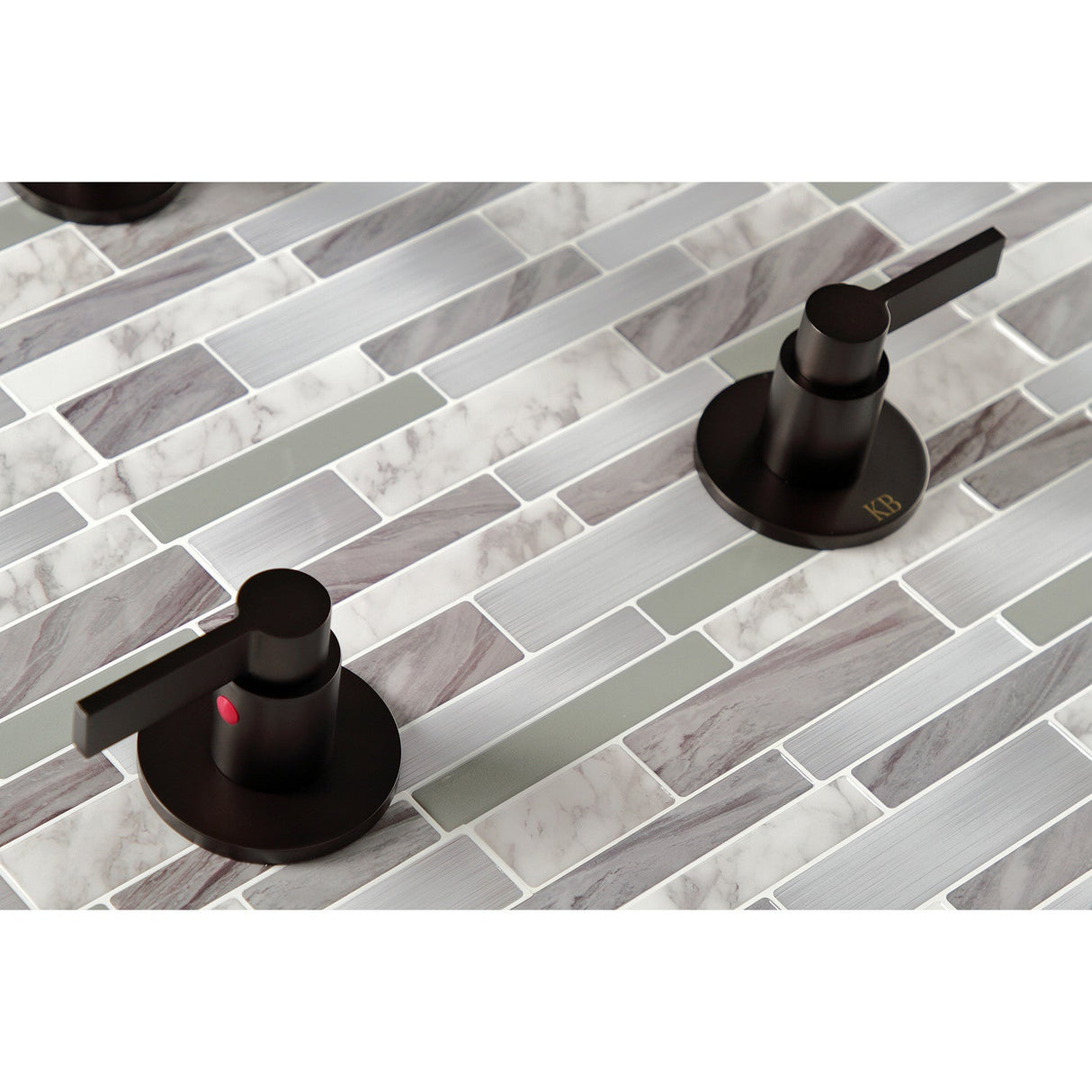 NuvoFusion KBX8145NDL Two-Handle 4-Hole Wall Mount Tub and Shower Faucet, Oil Rubbed Bronze