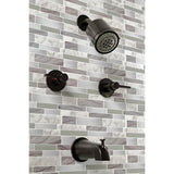 NuvoFusion KBX8145NDL Two-Handle 4-Hole Wall Mount Tub and Shower Faucet, Oil Rubbed Bronze
