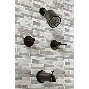 NuvoFusion KBX8145NDL Two-Handle 4-Hole Wall Mount Tub and Shower Faucet, Oil Rubbed Bronze