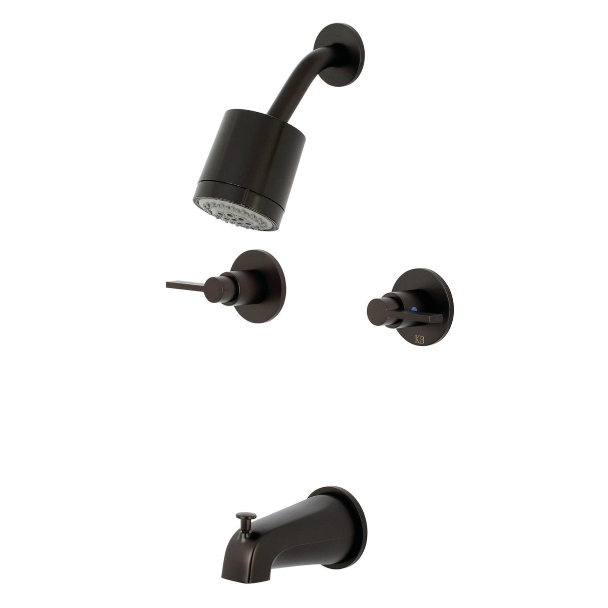 NuvoFusion KBX8145NDL Two-Handle 4-Hole Wall Mount Tub and Shower Faucet, Oil Rubbed Bronze